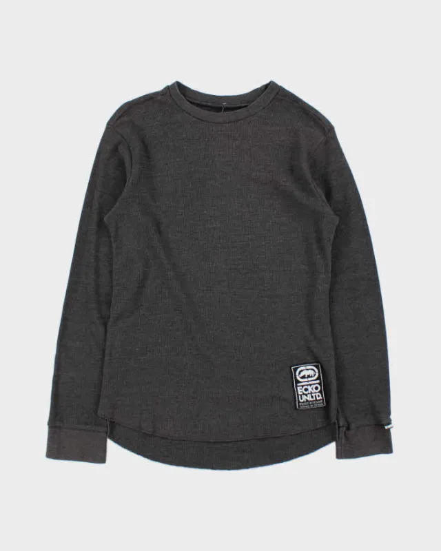 Vintage Y2K 00s Ecko UNLTD Crewneck Long Sleeve Waffle T-Shirt - S made by Ecko Unlimited