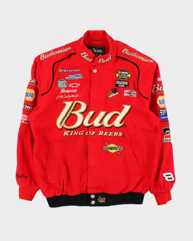 Vintage Y2K 00s Chase Authentics Drivers Line Dale Earnhardt Budweiser Nascar Bomber Jacket - M sold by Rokit