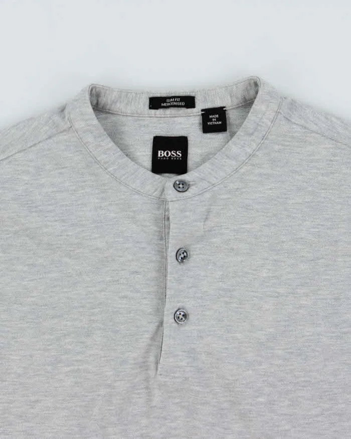Vintage Hugo Boss Marl Grey Slim Fit Mercerised Long Sleeve Henley T-Shirt - S sold by Rokit product image thumbnail 5