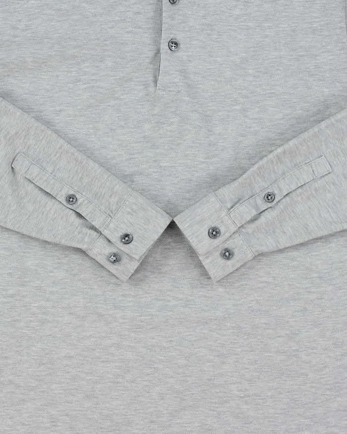 Vintage Hugo Boss Marl Grey Slim Fit Mercerised Long Sleeve Henley T-Shirt - S sold by Rokit product image thumbnail 4