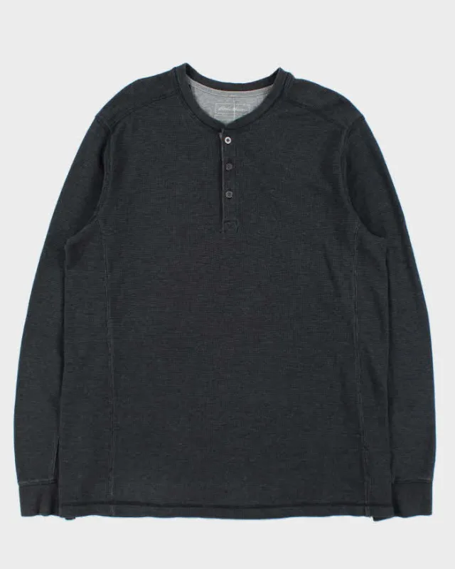 Vintage Eddie Bauer Heavyweight Long Sleeve Henley Waffle T-Shirt - XL made by Eddie Bauer