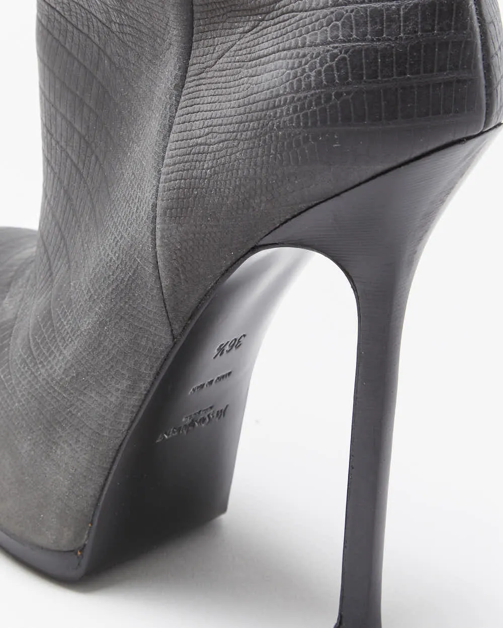Vintage Y2K 00s Yves Saint Laurent Tribtoo Embossed Tejus Nubuk Leather Platform High Heel Boots - UK3.5 sold by Rokit product image thumbnail 5