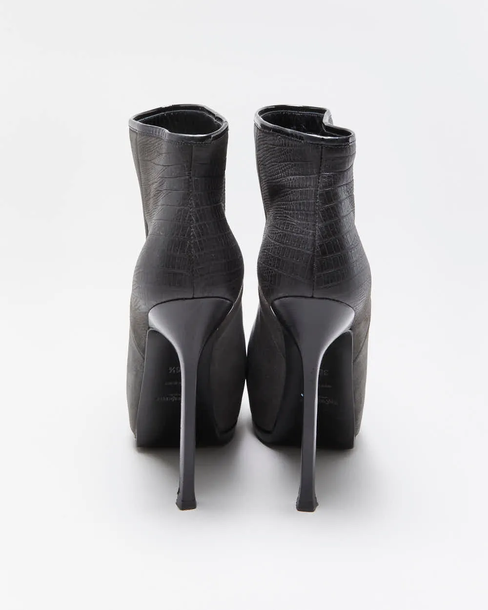 Vintage Y2K 00s Yves Saint Laurent Tribtoo Embossed Tejus Nubuk Leather Platform High Heel Boots - UK3.5 sold by Rokit product image thumbnail 4