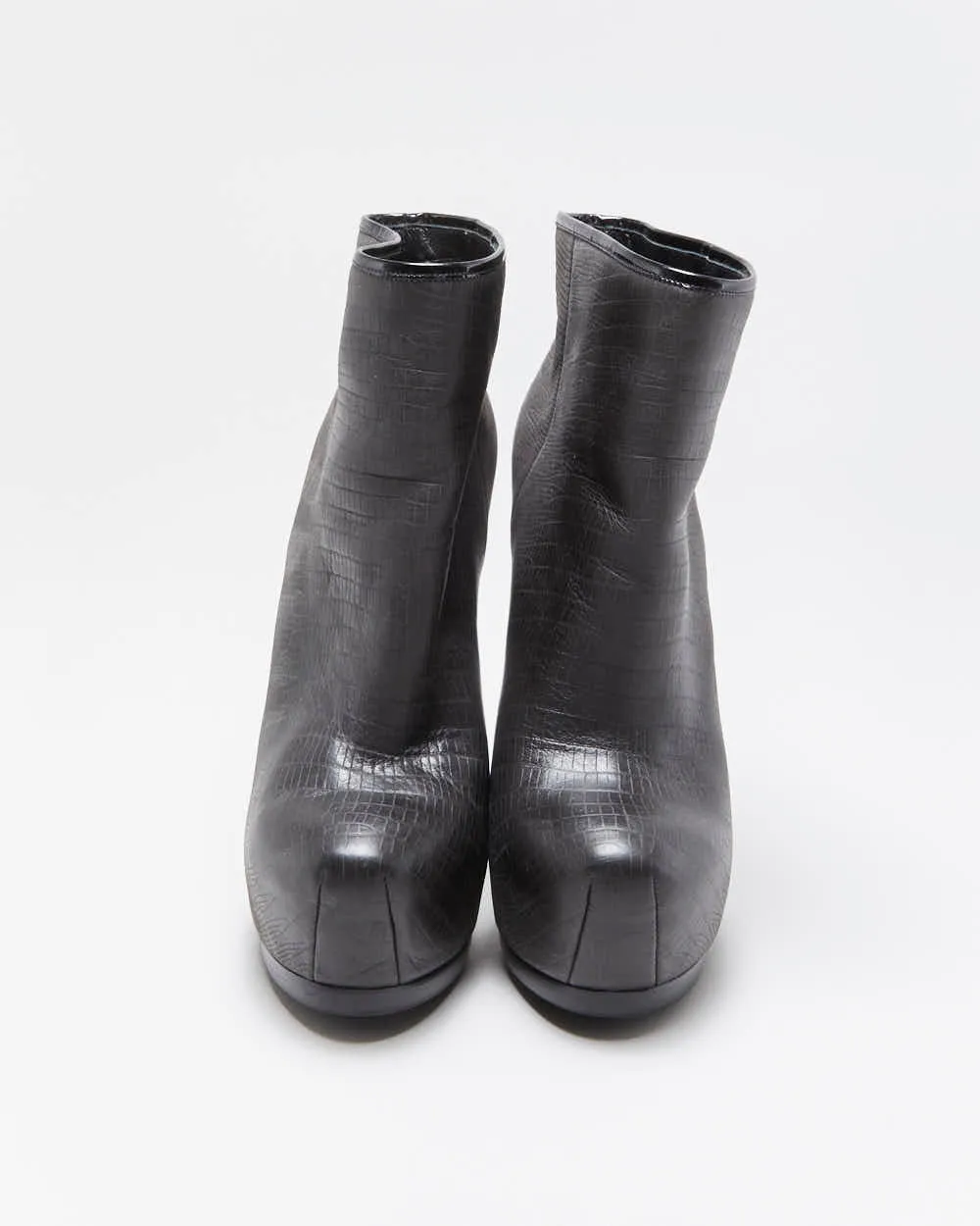 Vintage Y2K 00s Yves Saint Laurent Tribtoo Embossed Tejus Nubuk Leather Platform High Heel Boots - UK3.5 sold by Rokit product image thumbnail 3