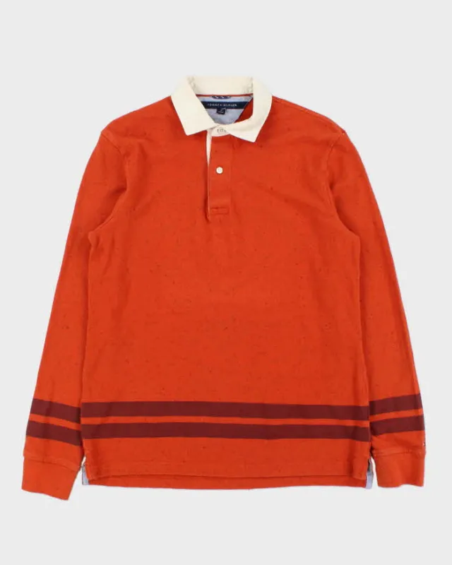 Vintage Y2K 00s Tommy Hilfiger Speckled Striped Long Sleeve Polo Shirt - M made by Tommy Hilfiger