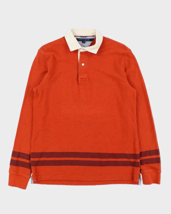 Vintage Y2K 00s Tommy Hilfiger Speckled Striped Long Sleeve Polo Shirt - M sold by Rokit