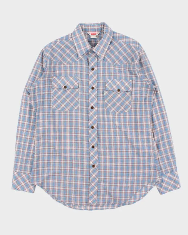 Vintage 1979 Levi's White Tab Plaid Snap Button Long Sleeve Western Shirt - L made by Levi's