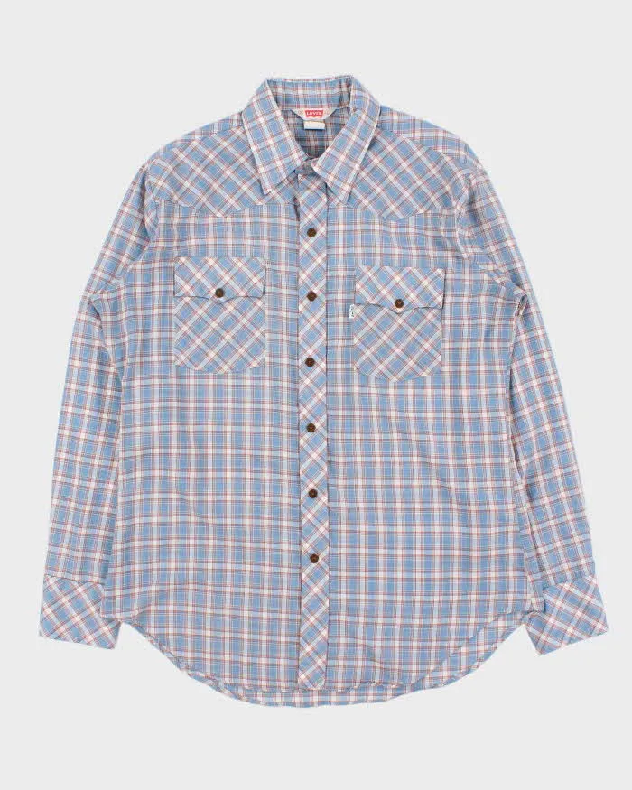 Vintage 1979 Levi's White Tab Plaid Snap Button Long Sleeve Western Shirt - L sold by Rokit