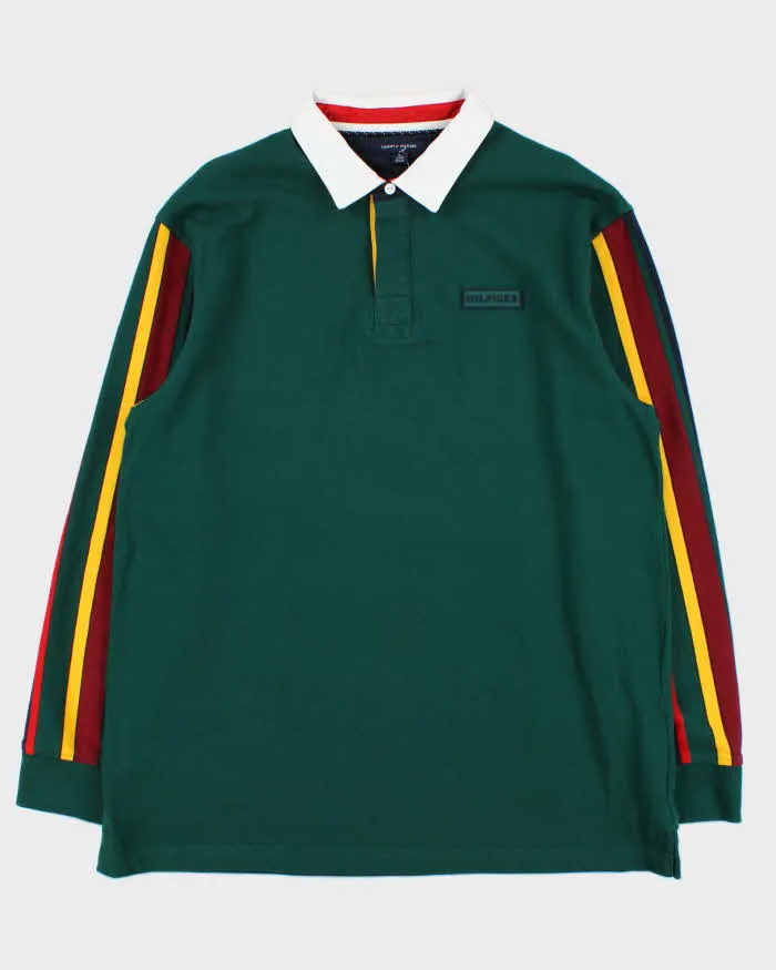 Vintage Y2K 00s Tommy Hilfiger Colour Block Striped Sleeve Rugby Shirt - XL sold by Rokit