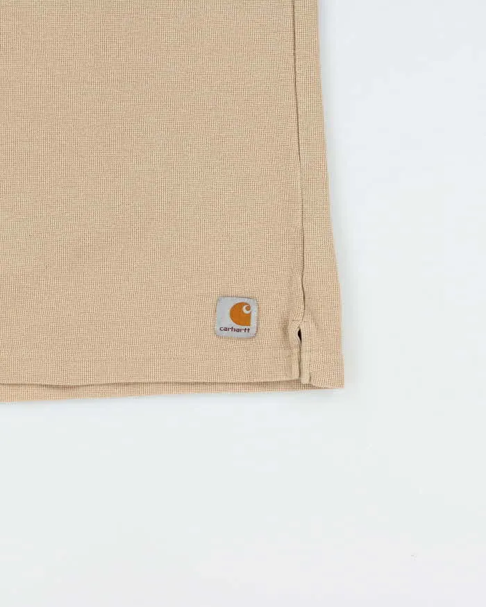 Vintage Carhartt Tan Heavyweight Long Sleeve Henley Waffle T-Shirt - M sold by Rokit product image thumbnail 5