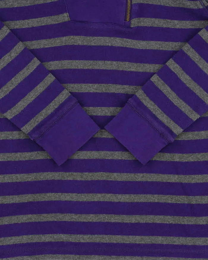 Vintage Y2K 00s LRL Ralph Lauren Striped Women's Quarter-Zip Shawl Sweatshirt - M sold by Rokit product image thumbnail 4