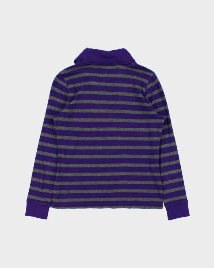 Vintage Y2K 00s LRL Ralph Lauren Striped Women's Quarter-Zip Shawl Sweatshirt - M sold by Rokit product image thumbnail 2