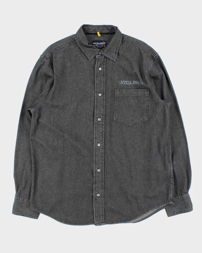 Vintage Y2K 00s Nautica Jeans Stone Wash Long Sleeve Denim Shirt - L sold by Rokit