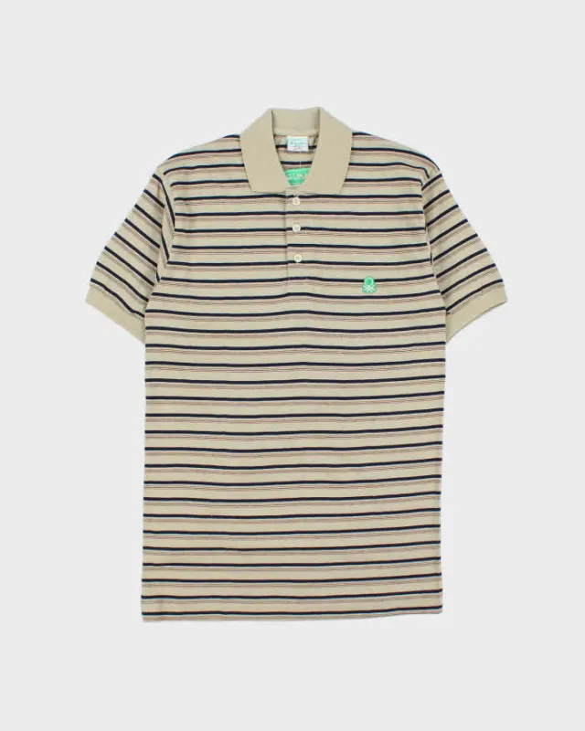 DSWT 1980s Benetton Stripe Polo Shirt - S made by United Colors Of Benetton