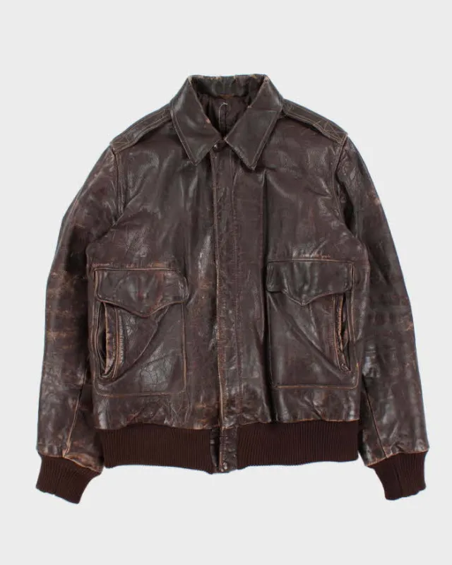 Vintage 1950s US Air Force Quilt Lined Horsehide Leather A-2 Aviator Flight Jacket - L sold by Rokit