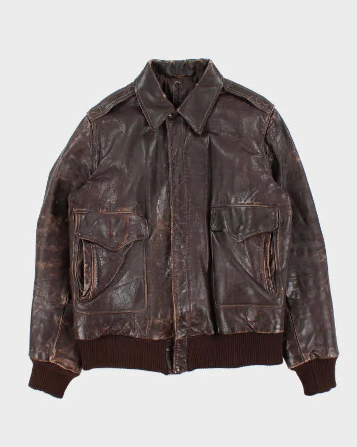 Vintage 1950s US Air Force Quilt Lined Horsehide Leather A-2 Aviator Flight Jacket - L sold by Rokit