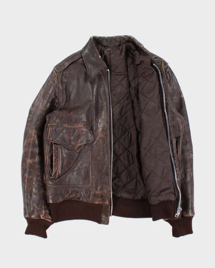 Vintage 1950s US Air Force Quilt Lined Horsehide Leather A-2 Aviator Flight Jacket - L sold by Rokit product image thumbnail 3