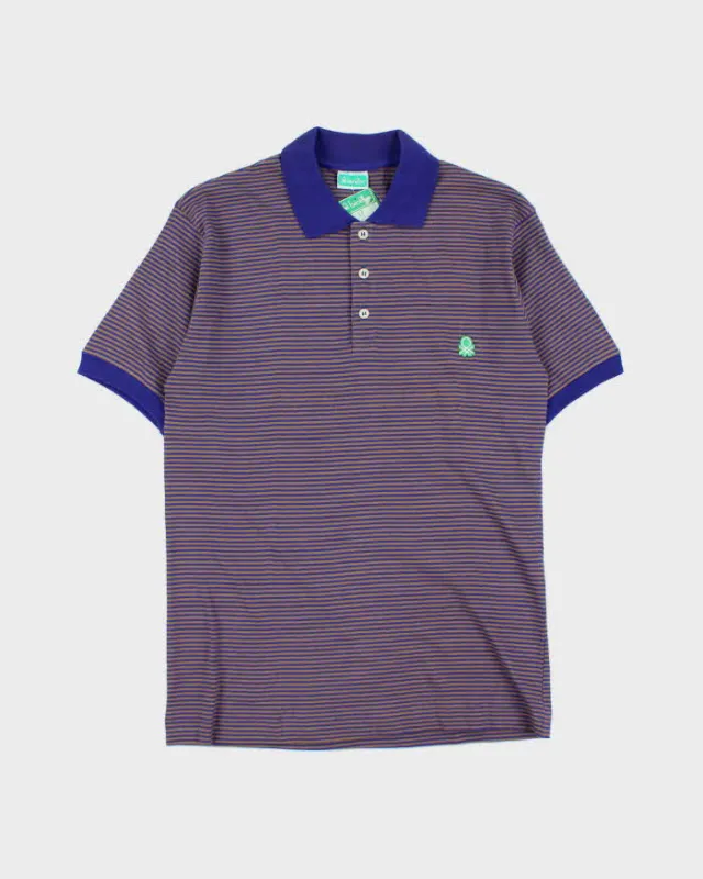 DSWT 1980s Benetton Stripe Polo Shirt - M made by United Colors Of Benetton