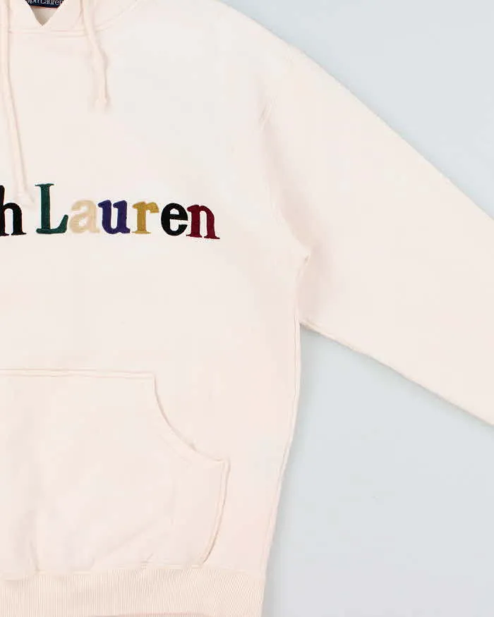 Vintage Early 1990s Polo Ralph Lauren Indonesia Embroidered Spell Out Pale Pink Pullover Hoodie - L sold by Rokit product image thumbnail 3