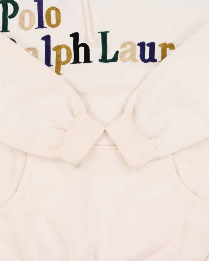 Vintage Early 1990s Polo Ralph Lauren Indonesia Embroidered Spell Out Pale Pink Pullover Hoodie - L sold by Rokit product image thumbnail 4