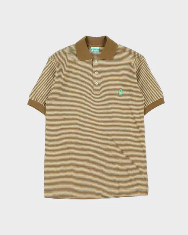 DSWT 1980s Benetton Stripe Polo Shirt - S made by United Colors Of Benetton