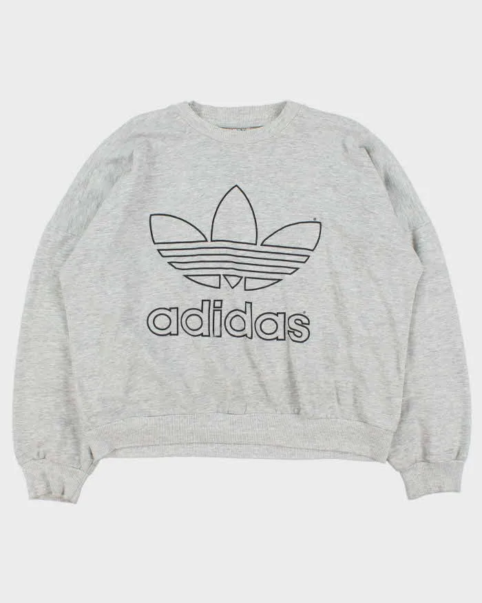 Vintage 1970s Adidas Originals Big Trefoil Marl Grey Boxy Crewneck Sweatshirt - L sold by Rokit