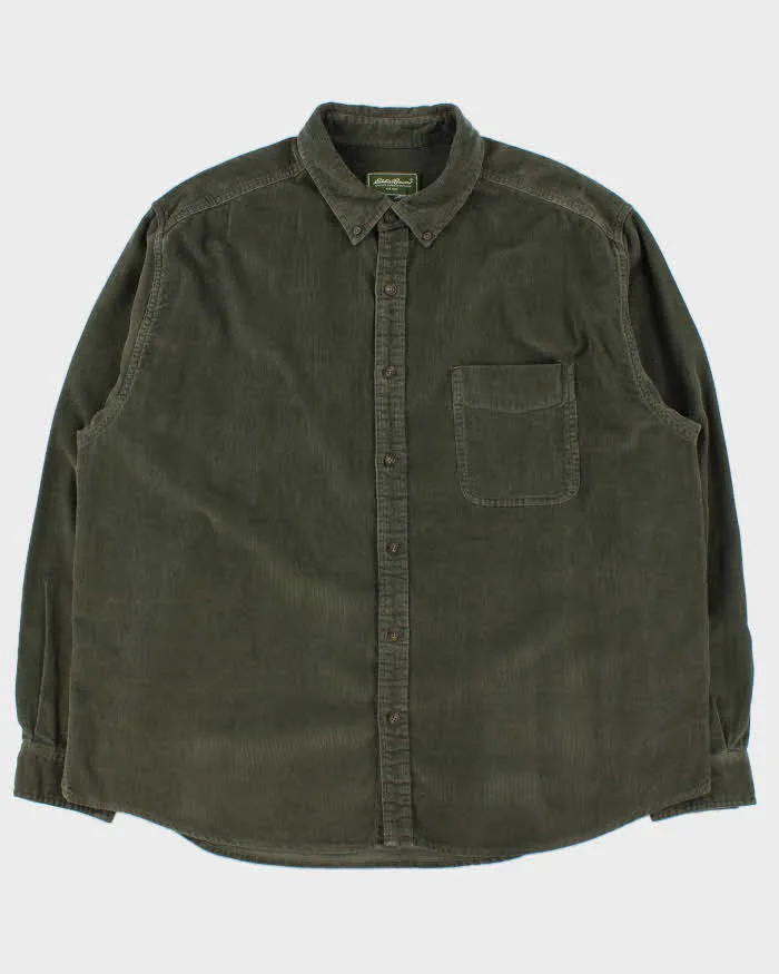 Vintage Y2K 00s Eddie Bauer Khaki Long Sleeve Corduroy Shirt - XL sold by Rokit