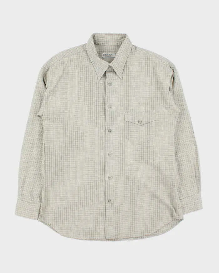 Vintage 1990s Giorgio Armani Le Collezioni Window Pane Check Long Sleeve Shirt - L sold by Rokit