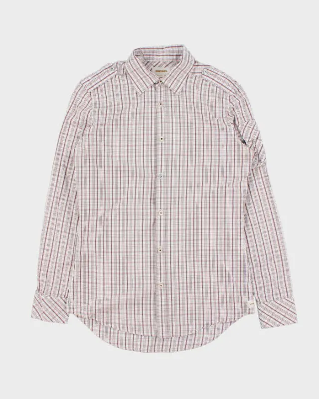Vintage Y2K 00s Diesel Check Long Sleeve Epaulettes Shirt - S made by Diesel