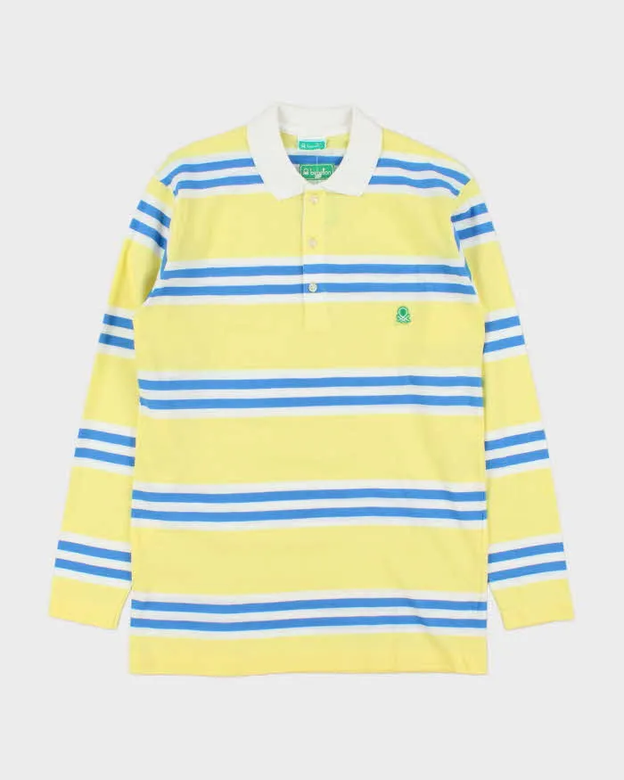 DSWT 1980s Benetton Stripe Long Sleeve Polo Shirt - M sold by Rokit