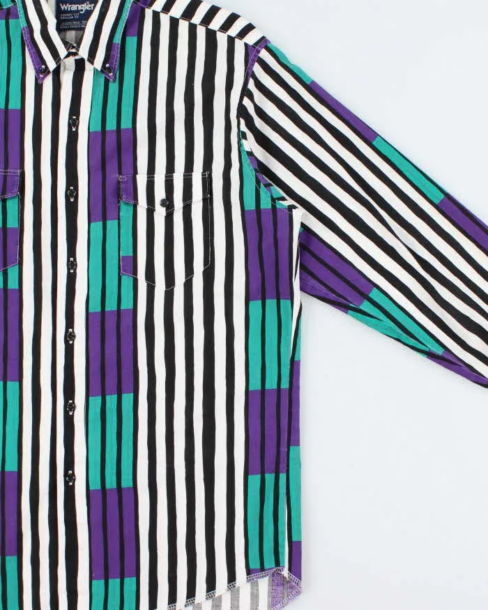 Vintage 1990s Wrangler Striped Long Sleeve X-Long Tail Long Sleeve Shirt - L sold by Rokit product image thumbnail 3
