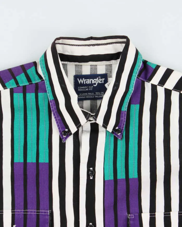 Vintage 1990s Wrangler Striped Long Sleeve X-Long Tail Long Sleeve Shirt - L sold by Rokit product image thumbnail 5