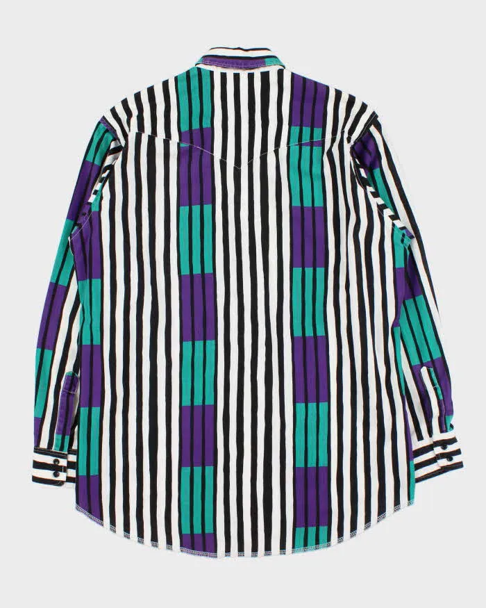 Vintage 1990s Wrangler Striped Long Sleeve X-Long Tail Long Sleeve Shirt - L sold by Rokit product image thumbnail 2