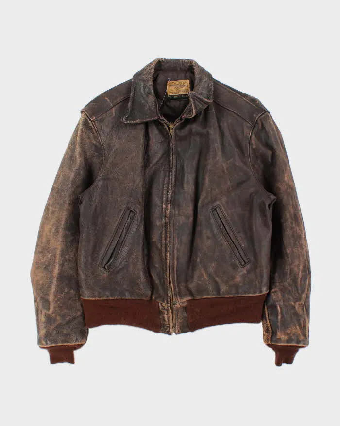 Vintage 1940s 'Genuine American Leather Sportswear' Made In USA Horsehide Quilt Lined Biker Jacket - S sold by Rokit