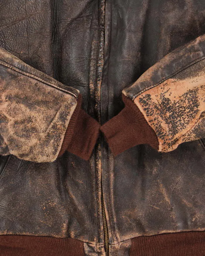 Vintage 1940s 'Genuine American Leather Sportswear' Made In USA Horsehide Quilt Lined Biker Jacket - S sold by Rokit product image thumbnail 5