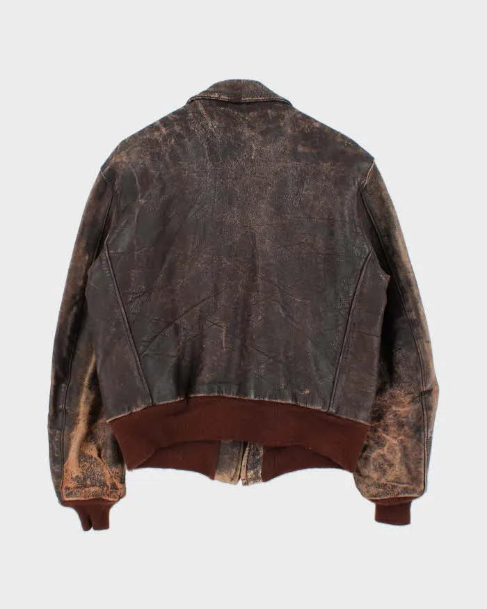 Vintage 1940s 'Genuine American Leather Sportswear' Made In USA Horsehide Quilt Lined Biker Jacket - S sold by Rokit product image thumbnail 2
