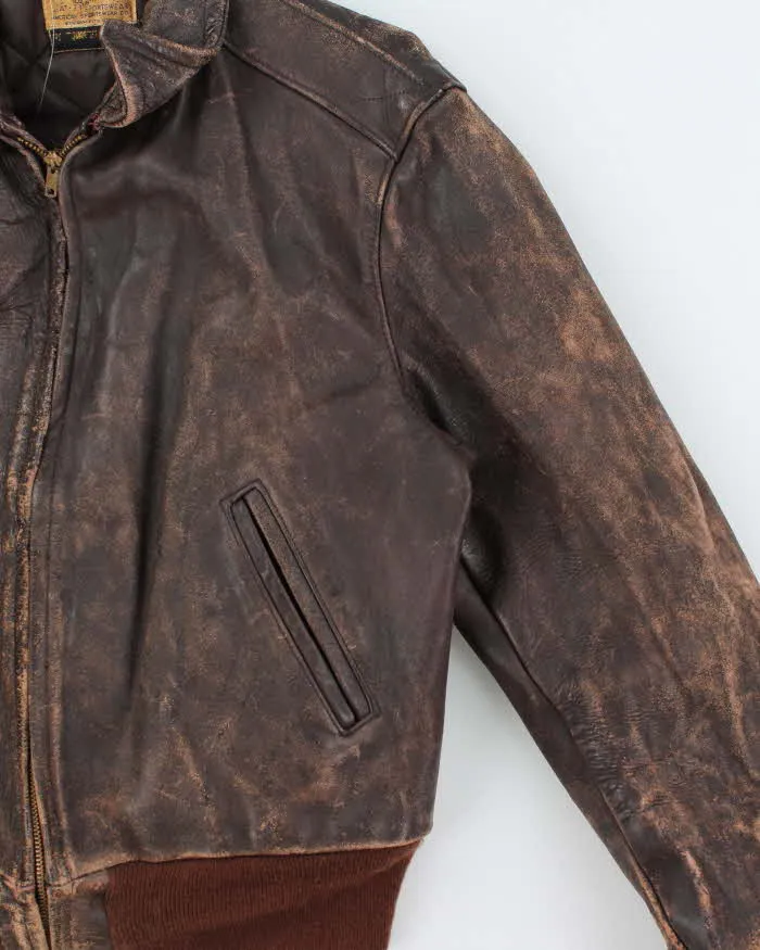 Vintage 1940s 'Genuine American Leather Sportswear' Made In USA Horsehide Quilt Lined Biker Jacket - S sold by Rokit product image thumbnail 3