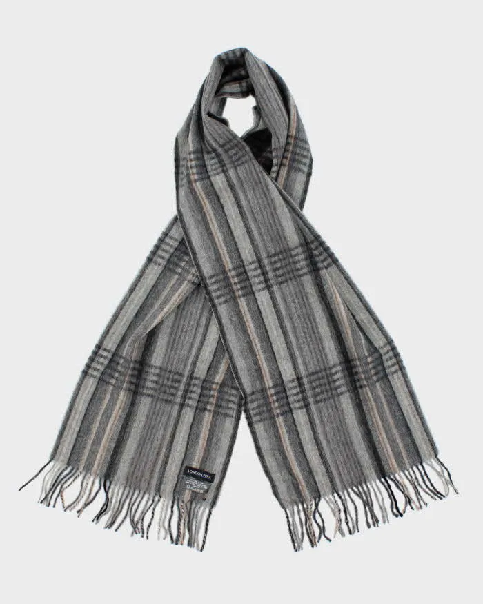 Vintage 1990s London Fog Cashmere Wool Blend Check Fringed Scarf sold by Rokit