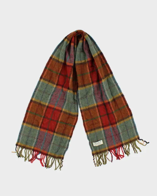 Vintage 1990s John Hanley Woven In Ireland Tartan Lambswool Scarf sold by Rokit
