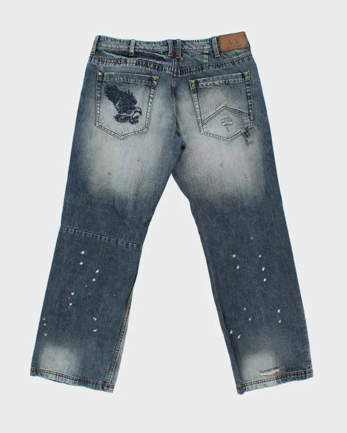 Vintage Y2k 00s Armani Exchange Distressed Wide Leg Jeans - W36 L32 sold by Rokit product image thumbnail 2