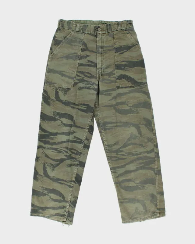Vintage 1980s US Military Tiger Stripe Camo Wide Leg Cargo Combat Trousers - W32 L30 sold by Rokit