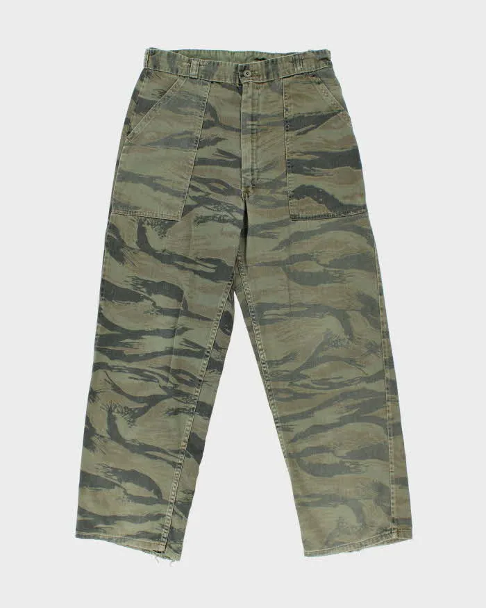 Vintage 1980s US Military Tiger Stripe Camo Wide Leg Cargo Combat Trousers - W32 L30 sold by Rokit