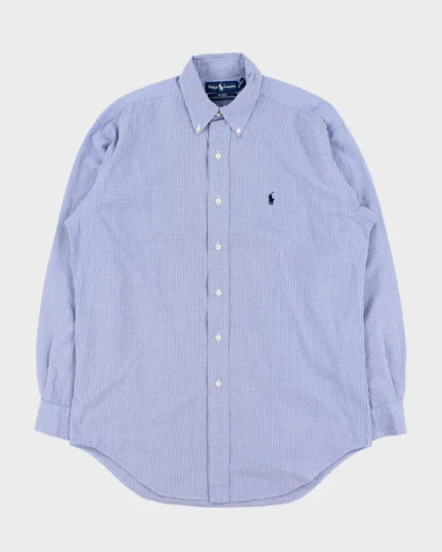Vintage Y2K 00s Ralph Lauren Blake Two-Ply Micro Gingham Long Sleeve Shirt - S made by Ralph Lauren