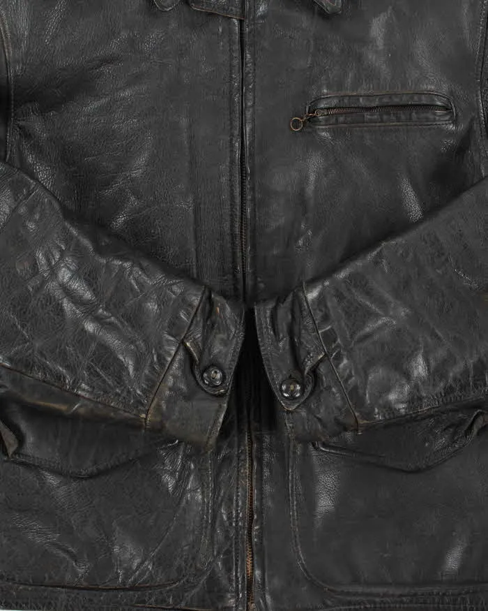 Vintage 1950s Sportsmaster Made In USA Lightning Zipper Horsehide Leather Shearling Biker Jacket - M sold by Rokit product image thumbnail 5