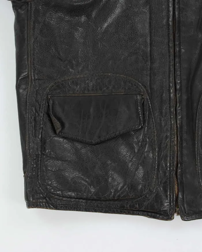 Vintage 1950s Sportsmaster Made In USA Lightning Zipper Horsehide Leather Shearling Biker Jacket - M sold by Rokit product image thumbnail 4