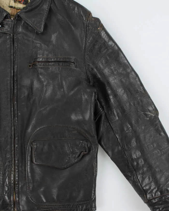 Vintage 1950s Sportsmaster Made In USA Lightning Zipper Horsehide Leather Shearling Biker Jacket - M sold by Rokit product image thumbnail 3