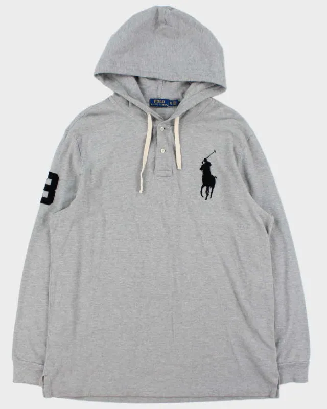 Vintage Polo Ralph Lauren Large Pony Long Sleeve Hooded Polo Shirt - XL made by Ralph Lauren