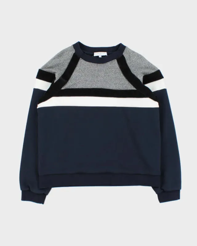 Vintage Sandro Women's Textured Striped Crewneck Sweatshirt - L made by Rokit