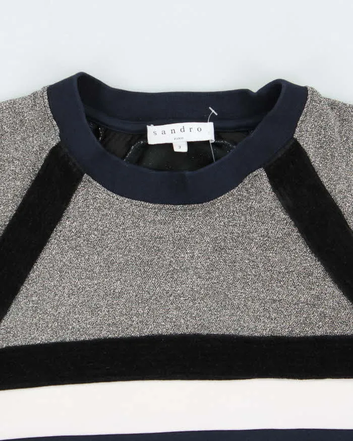 Vintage Sandro Women's Textured Striped Crewneck Sweatshirt - L sold by Rokit product image thumbnail 5