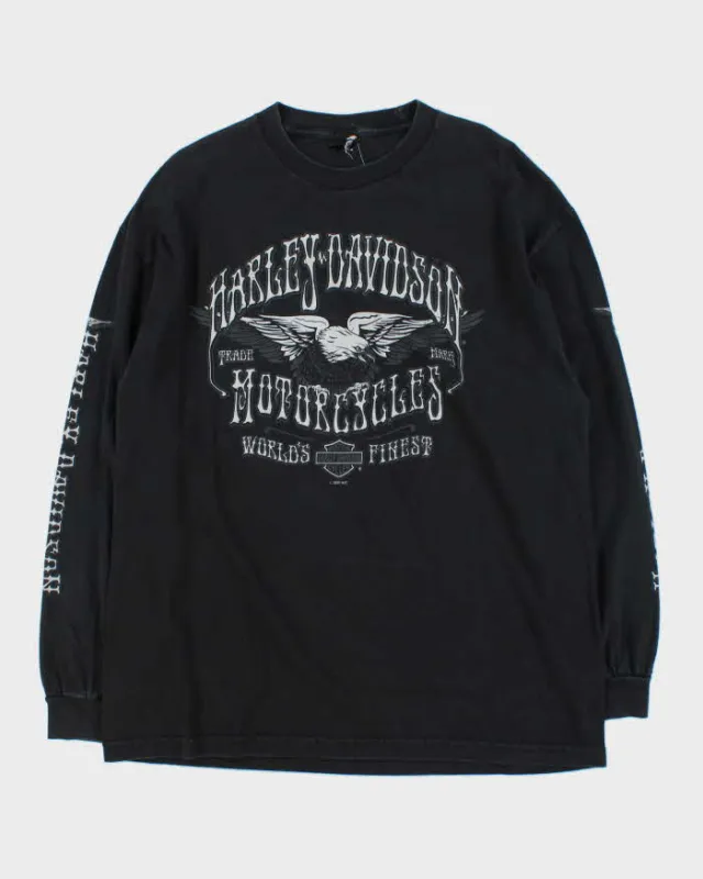 Vintage Y2K 2009 Harley Davidson Las Vegas Long Sleeve Hanes Beefy Crewneck T-Shirt - XL made by Harley-Davidson